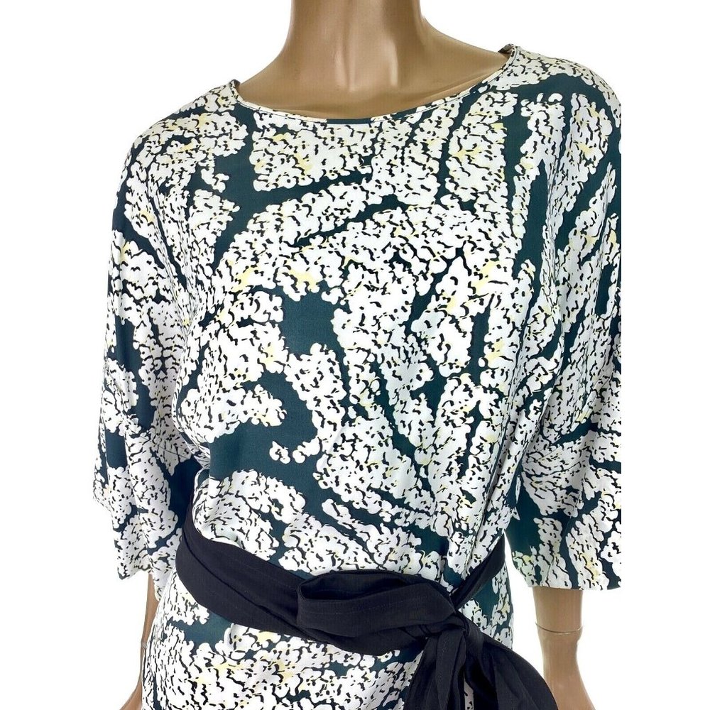 Cedric Charlier Top Blouse Black & White Pattern Black Sash EUR 42 US 8 MSRP$990 - Picture 2 of 7